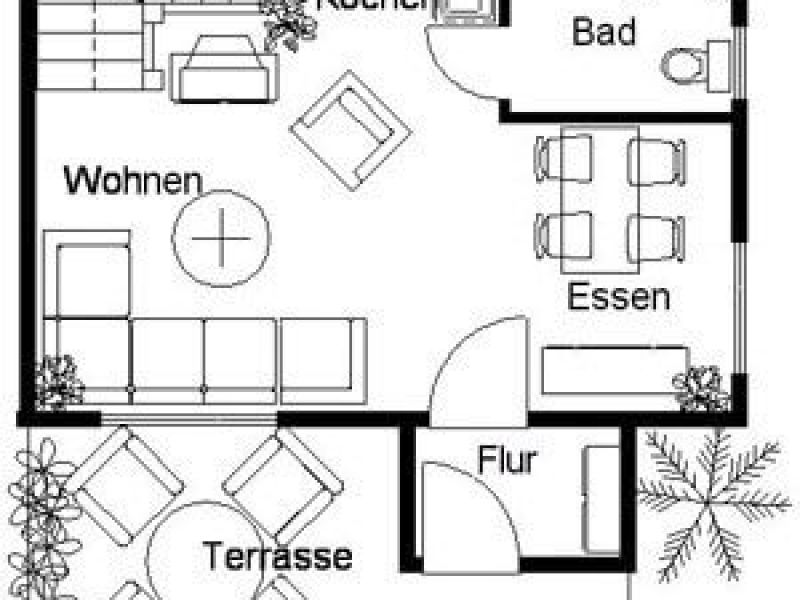 Grundriss vom Erdgeschoss der Ferienwohnung 30